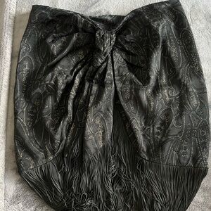 Zara Black Skirt with Fringe and Paisley Pattern